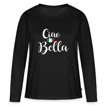 Ciao Bella - Chemise Flirt - T-shirt manches longues Premium bio Femme - noir - Devant - Julia (174cm)