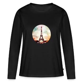 Eiffelturm - Frauen Premium Bio Langarmshirt - Schwarz - Vorne - Julia (174cm)