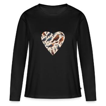 Plumage amour coeur Motif - T-shirt manches longues Premium bio Femme - noir - Devant - Julia (174cm)