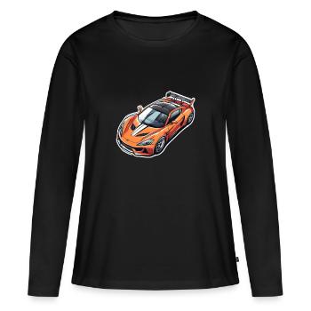 Machine de course orange / Voiture de sport - T-shirt manches longues Premium bio Femme - noir - Devant - Julia (174cm)