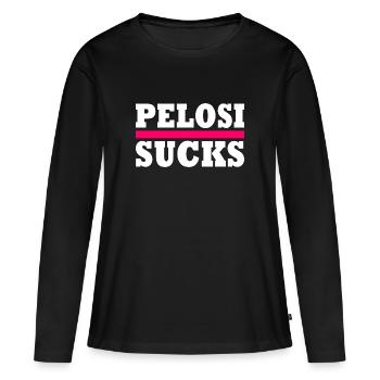Nancy pelosi sucks - T-shirt manches longues Premium bio Femme - noir - Devant - Julia (174cm)