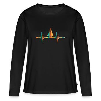 Segelboot Heartbeat Segelboot - Frauen Premium Bio Langarmshirt - Schwarz - Vorne - Julia (174cm)