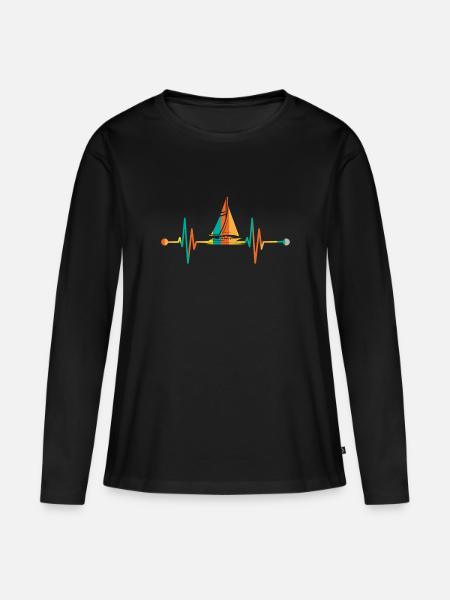 Segelboot Heartbeat Segelboot - Frauen Premium Bio Langarmshirt - Schwarz