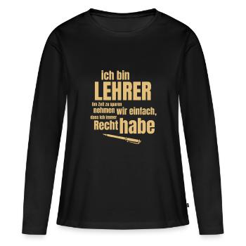 Lehrer - Frauen Premium Bio Langarmshirt - Schwarz - Vorne - Julia (174cm)
