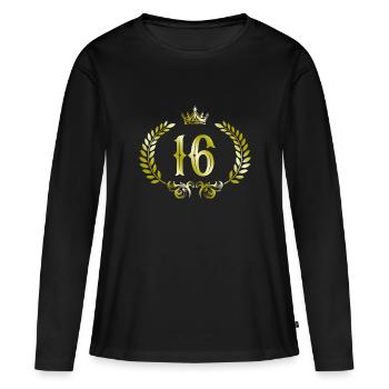 16 Couronne de chiffres - T-shirt manches longues Premium bio Femme - noir - Devant - Julia (174cm)