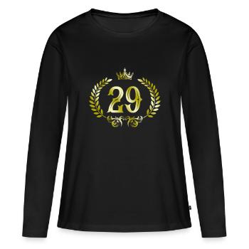 Couronne de 29 chiffres - T-shirt manches longues Premium bio Femme - noir - Devant - Julia (174cm)