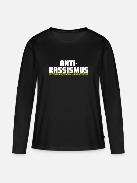 Anti-Rassismus - Frauen Premium Bio Langarmshirt - Schwarz