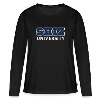 Wicked Design Logo Shiz University - T-shirt manches longues Premium bio Femme - noir - Devant - Julia (174cm)
