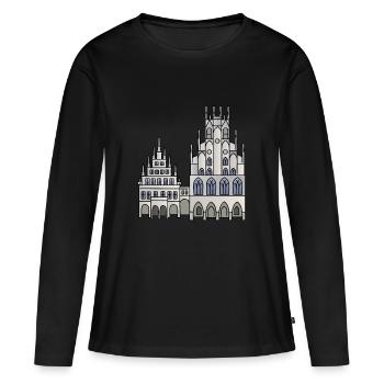 Rathaus Münster c - Frauen Premium Bio Langarmshirt - Schwarz - Vorne - Julia (174cm)