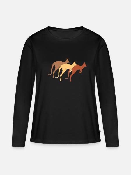 Känguru - Frauen Premium Bio Langarmshirt - Schwarz