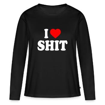 I love shit - T-shirt manches longues Premium bio Femme - noir - Devant - Julia (174cm)