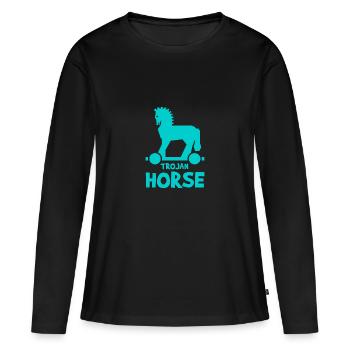 Trojan Horse - Premium Design - Women's Premium Organic Long Sleeve Shirt - black - Front - Julia (174cm)