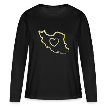 Iran Pays Coeur Amour Perse - T-shirt manches longues Premium bio Femme - noir - Devant - Julia (174cm)