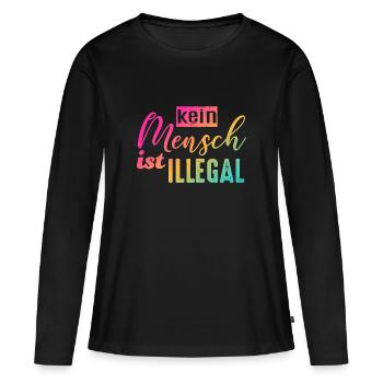 Kein Mensch ist illegal - FCK NZS - Frauen Premium Bio Langarmshirt - Schwarz - Vorne - Julia (174cm)