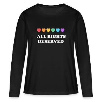ALL RIGHTS DESERVED Rainbow Hearts LGBT PRIDE - Women's Premium Organic Long Sleeve Shirt - black - Front - Julia (174cm)