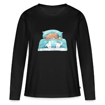 Teddy Bear est en train de dormir - T-shirt manches longues Premium bio Femme - noir - Devant - Julia (174cm)