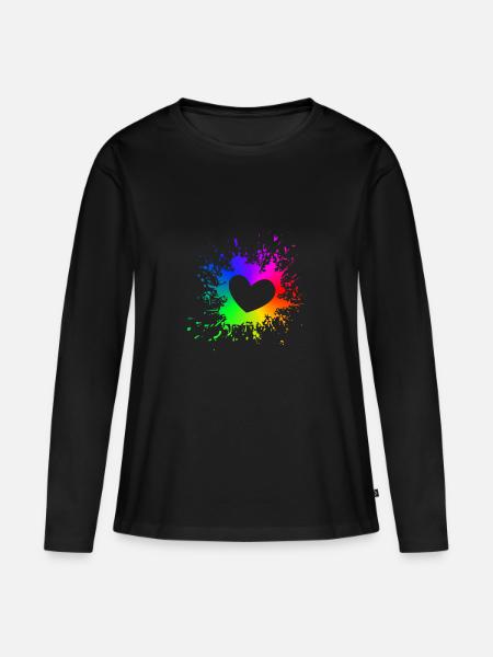 LGBT Splash Heart CSD Gay Pride Rainbow - Women's Premium Organic Long Sleeve Shirt - black