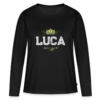 Luca - T-shirt manches longues Premium bio Femme - noir - Devant - Julia (174cm)