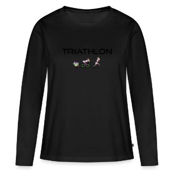 Triathlète de triathlon - T-shirt manches longues Premium bio Femme - noir - Devant - Julia (174cm)