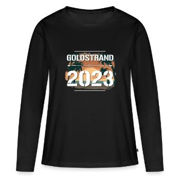 Goldstrand 2023 - Frauen Premium Bio Langarmshirt - Schwarz - Vorne - Julia (174cm)