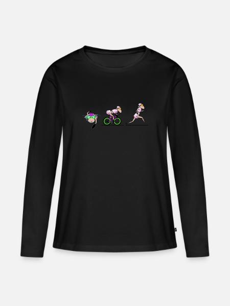 Triathletin Schaf - Frauen Premium Bio Langarmshirt - Schwarz