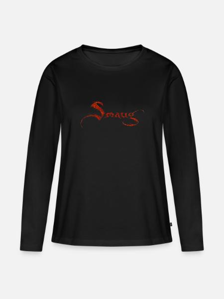 Hobitti Smaugin kirjaimet lohikäärmeen - Premium økologisk langærmet T-shirt til kvinder - sort