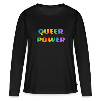 Pouvoir queer - T-shirt manches longues Premium bio Femme - noir - Devant - Julia (174cm)