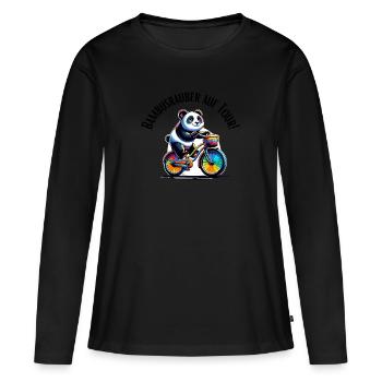 Bamboo Raider en tournée Panda - T-shirt manches longues Premium bio Femme - noir - Devant - Julia (174cm)