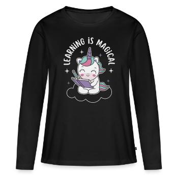 Learning is Magical - Women's Premium Organic Long Sleeve Shirt - black - Front - Julia (174cm)