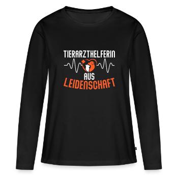 Tierarzthelferin Herzschlag Veterinär TFA - Frauen Premium Bio Langarmshirt - Schwarz - Vorne - Julia (174cm)