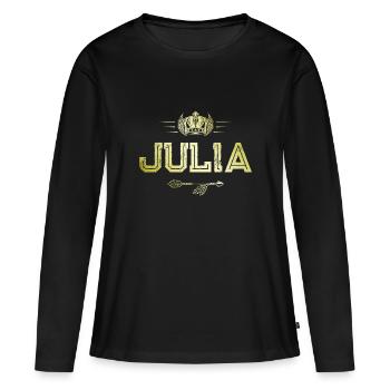 Julia - Frauen Premium Bio Langarmshirt - Schwarz - Vorne - Julia (174cm)
