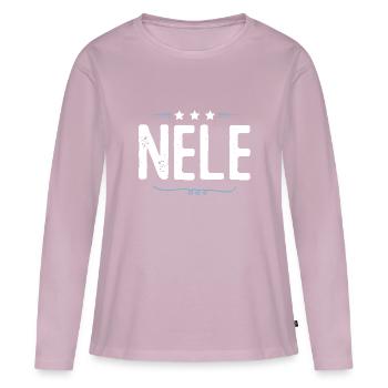 Nele - Frauen Premium Bio Langarmshirt - Altrosa - Vorne - Julia (174cm)
