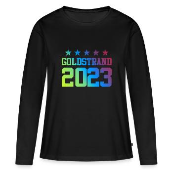 Goldstrand 2023 - Frauen Premium Bio Langarmshirt - Schwarz - Vorne - Julia (174cm)
