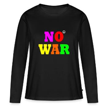 No war - T-shirt manches longues Premium bio Femme - noir - Devant - Julia (174cm)