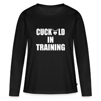 cuckold in training - T-shirt manches longues Premium bio Femme - noir - Devant - Julia (174cm)
