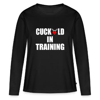 cuckold in training - T-shirt manches longues Premium bio Femme - noir - Devant - Julia (174cm)