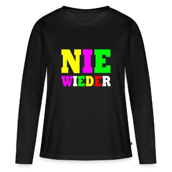 Nie wieder - Frauen Premium Bio Langarmshirt - Schwarz - Vorne - Julia (174cm)