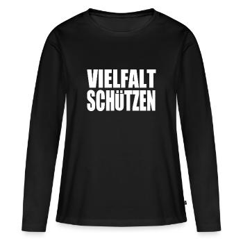vielfalt schützen - Frauen Premium Bio Langarmshirt - Schwarz - Vorne - Julia (174cm)