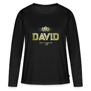 David - Frauen Premium Bio Langarmshirt - Schwarz - Vorne - Julia (174cm)
