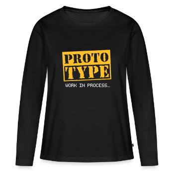 Prototype - Work in process - Frauen Premium Bio Langarmshirt - Schwarz - Vorne - Julia (174cm)