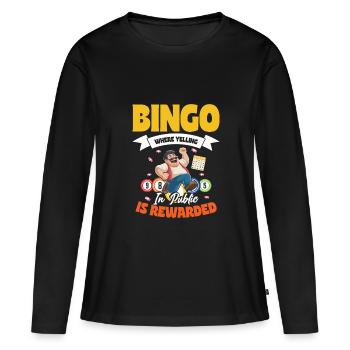 Bingo où crier en public est récompensé - T-shirt manches longues Premium bio Femme - noir - Devant - Julia (174cm)