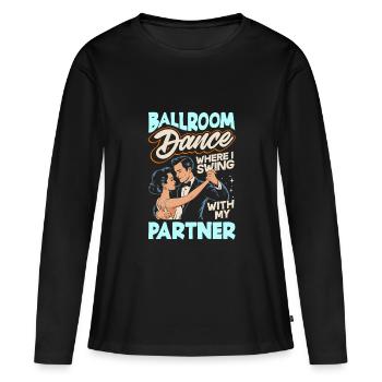 Danse de salon Partenaire de danse Tenue Danseuse Danse - T-shirt manches longues Premium bio Femme - noir - Devant - Julia (174cm)
