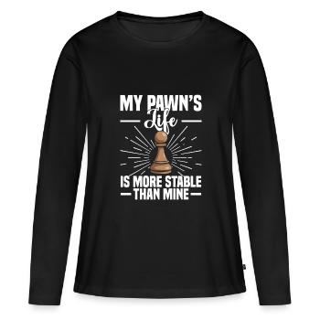 Chess Game Night Pawn Pieces Checkerboard - Frauen Premium Bio Langarmshirt - Schwarz - Vorne - Julia (174cm)