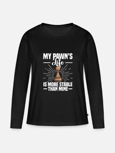 Chess Game Night Pawn Pieces Checkerboard - Frauen Premium Bio Langarmshirt - Schwarz