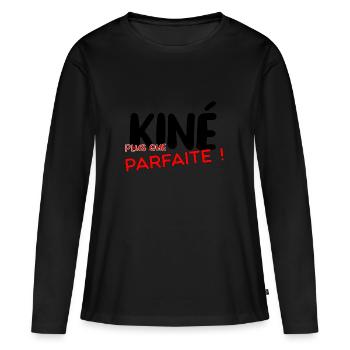 kiné plus que parfaite - idee cadeau kine - T-shirt manches longues Premium bio Femme - noir - Devant - Julia (174cm)