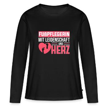 Fußpflegerin mit Leidenschaft und Herz - Frauen Premium Bio Langarmshirt - Schwarz - Vorne - Julia (174cm)