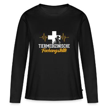 Tierarzthelferin Veterinär TFA Herzschlag - Frauen Premium Bio Langarmshirt - Schwarz - Vorne - Julia (174cm)