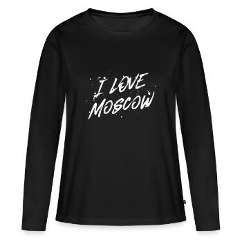 J’aime Moscou - T-shirt manches longues Premium bio Femme - noir - Devant - Julia (174cm)