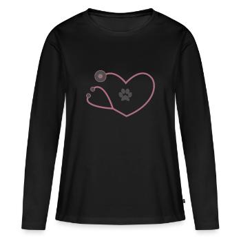 Stéthoscope vétérinaire vétérinaire vétérinaire - T-shirt manches longues Premium bio Femme - noir - Devant - Julia (174cm)