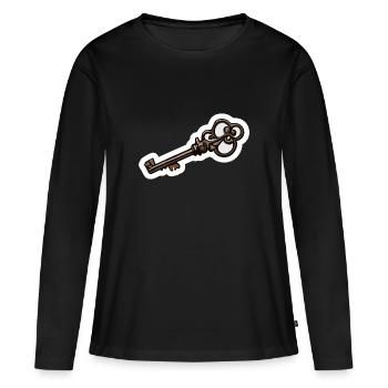 Schlüssel / Schloss / verschlossen / Sicherheit - Frauen Premium Bio Langarmshirt - Schwarz - Vorne - Julia (174cm)